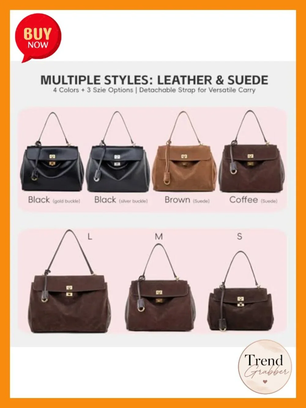 Suede & Leather Tote Bag, Soft Shoulder Handbag, Satchel Purse for Travel Work
